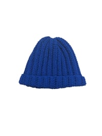 Image 1 of Standard Blue Ribbed Beanie Hat