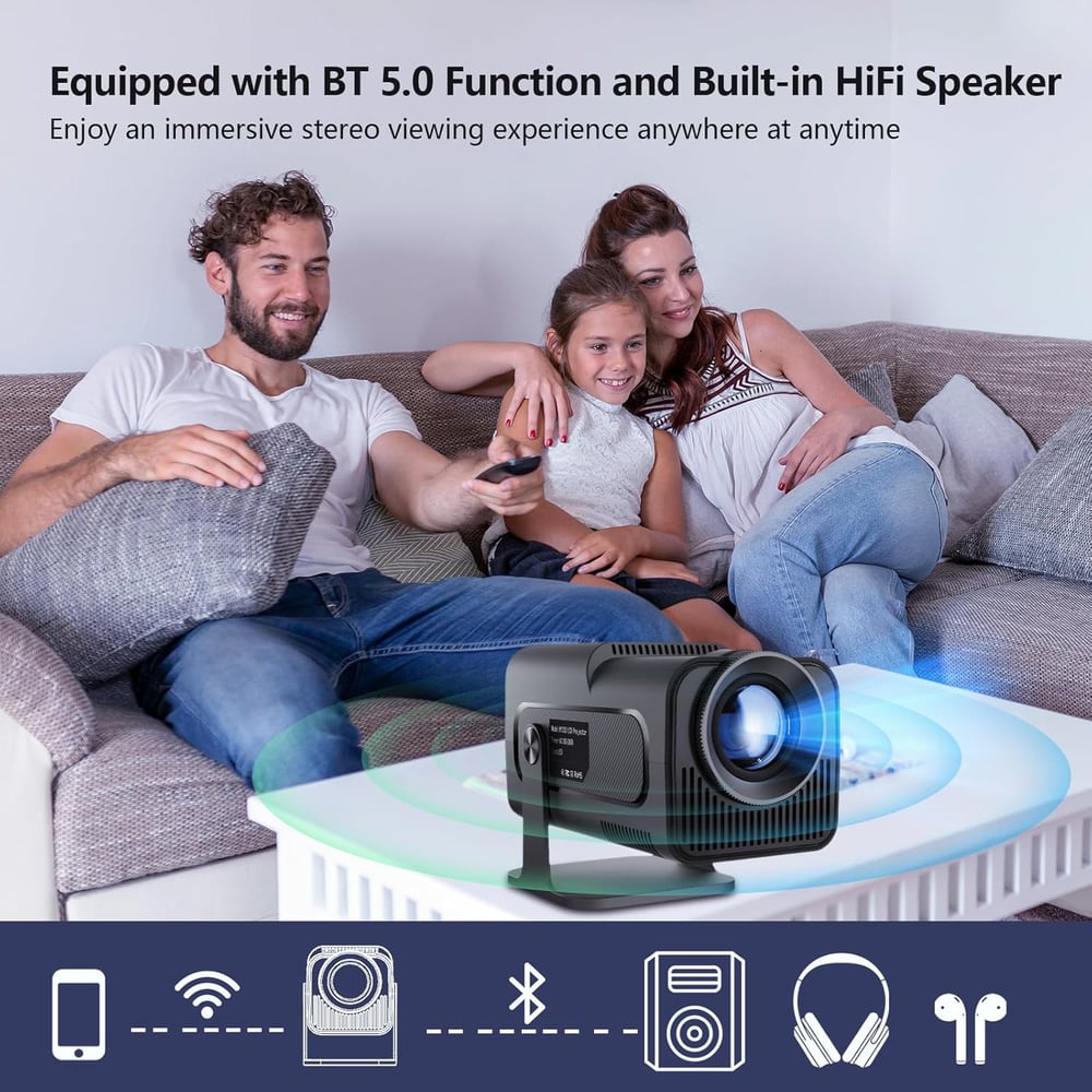 MSL Android 11 390ANSI HY320 Projector 4K Native 1080P Dual Wifi6 BT5.0 Cinema Outdoor