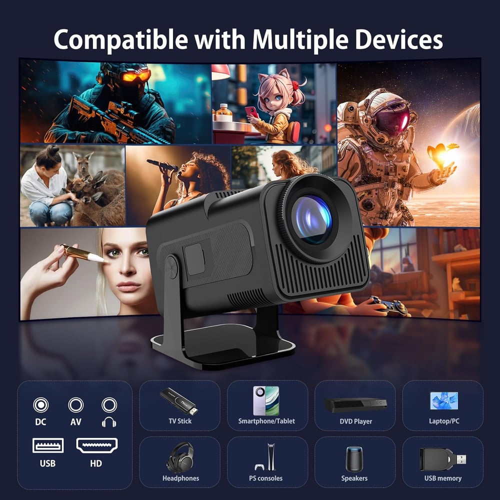 MSL Android 11 390ANSI HY320 Projector 4K Native 1080P Dual Wifi6 BT5.0 Cinema Outdoor