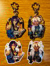 [HSR] aventurine and dr. ratio stickers/charms