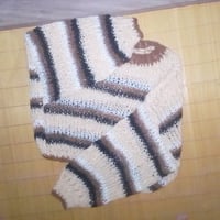 Image 2 of Women handknit oversize  striped color sweater (recycled mohair blend, apricote)