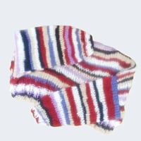 Image 3 of Women hanknit oversize sweater (striped, wine  red, recycled mohair)
