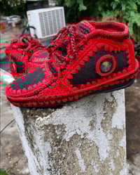 Yaad Step Original Red On Black Hightop Crochet Shoes 