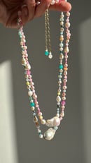 Image 1 of Bright Multi Gem Pearl Necklace