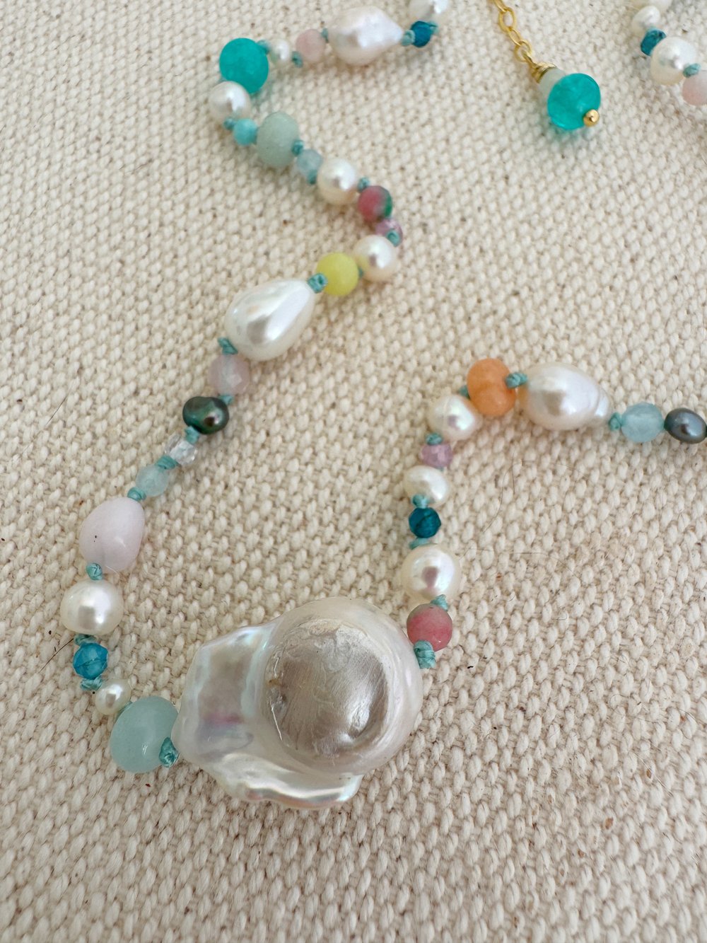 Image of Bright Multi Gem Pearl Necklace