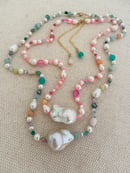 Image 2 of Bright Multi Gem Pearl Necklace