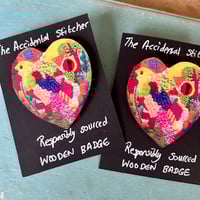 Image 4 of Heart Wooden Pin Badge