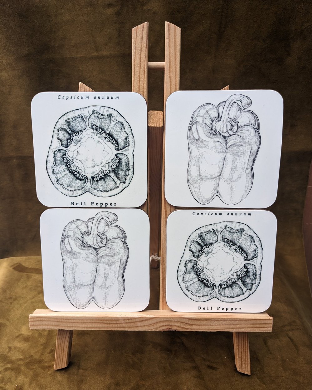 Image of Coaster Set of 4 - Onion/ Cabbage or Peppers