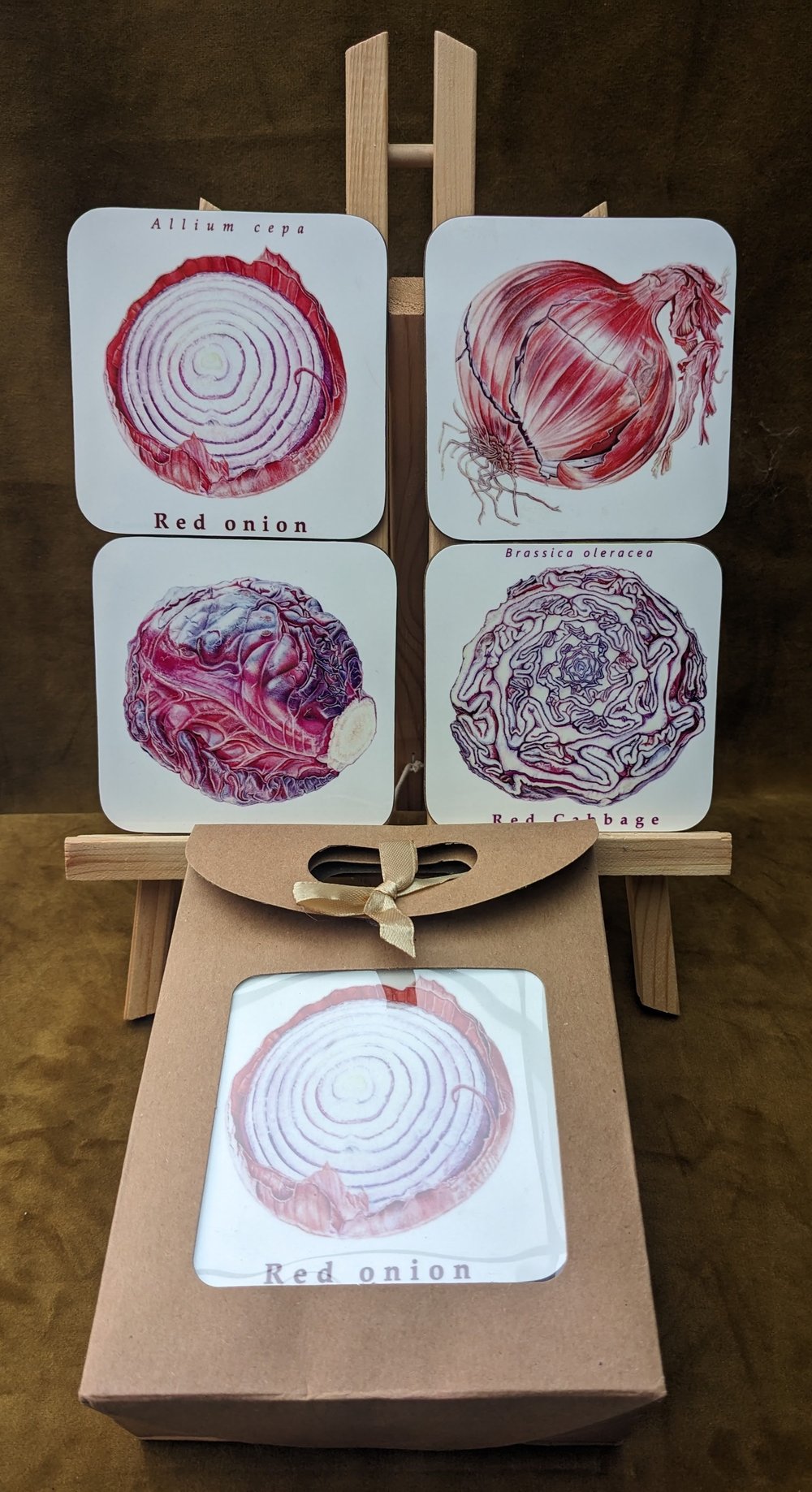 Image of Coaster Set of 4 - Onion/ Cabbage or Peppers