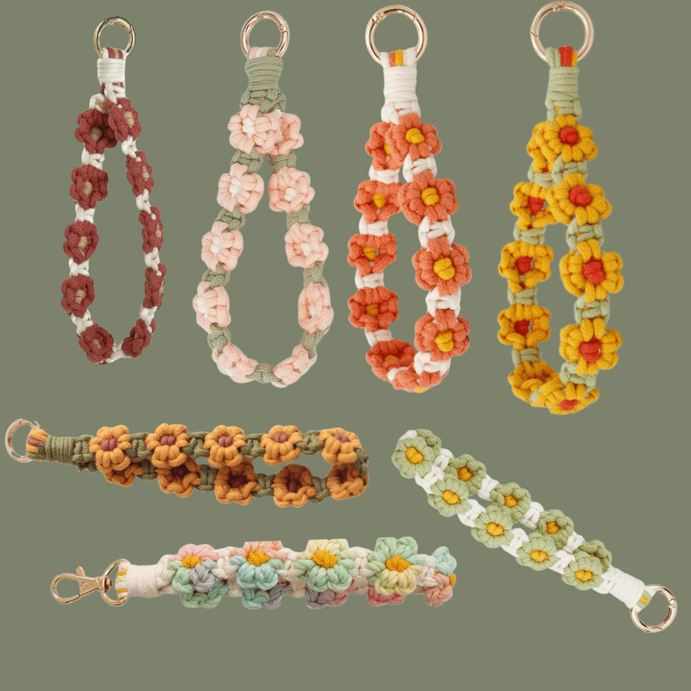 Image of Macrame flower keyrings 