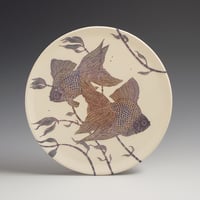 Image 1 of Ryukin fish ceramic sgraffito wall art