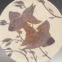 Image 2 of Ryukin fish ceramic sgraffito wall art