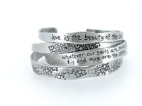 Image 6 of sterling silver quote cuff with handwritten inscription