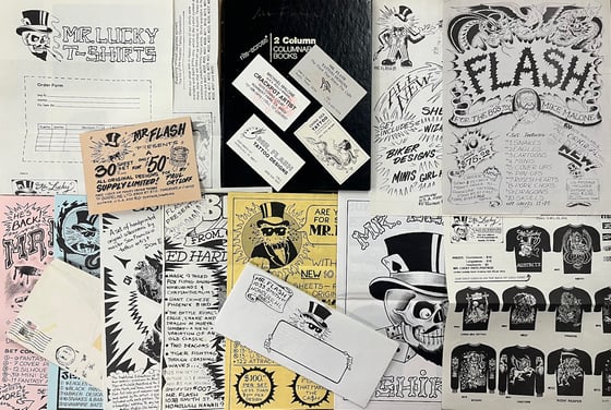 Image of Mike "Mr Flash" Malone 1987 sales ledger, business cards & other various ephemera.