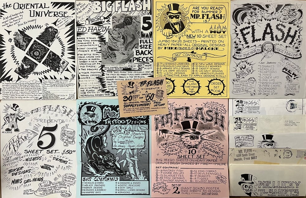 Image of Mike "Mr Flash" Malone 1987 sales ledger, business cards & other various ephemera.
