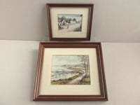 Image 1 of 2 x Vintage Crawfordsburn (N Ireland) Miniature Art Prints, Hand-Signed R. W. Young, Framed, defects