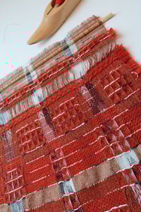 Image 4 of  Woven Wall Hanging Textile Artwork Naturally Dyed Madder Red | No.1