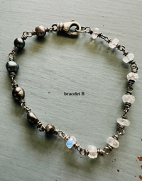 Image 3 of solstice rainbow moonstone and peacock pearl bracelet