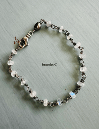 Image 4 of solstice rainbow moonstone and peacock pearl bracelet