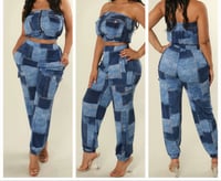 Denim Print Pant Set