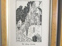 Image 2 of 2 x Vintage Clovelly Devon Art Prints by Lucretia Johnson, Small B&W Pictures, Framed, defects 