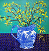 Forsythia in a Delft Jug