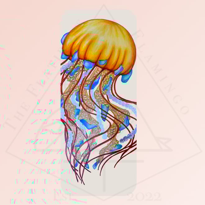 Image of Jellyfish and Sea Glass/Pearls - Deluxe Bookmark