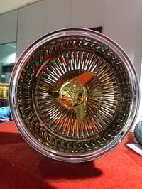 13x7 Gold Center 100 Spoke Player Wire Wheels Rims (reverse)