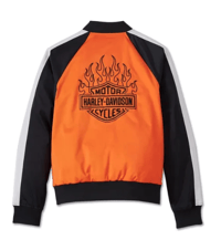 Image 1 of Women's Sedona Orange Satin Bomber Jacket