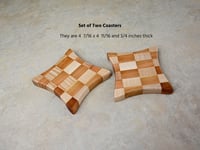 Image 2 of Set of Two Handmade Trivets made out of Cherry, Maple and Tiger Maple, Small Hot Plate, Accent Plate