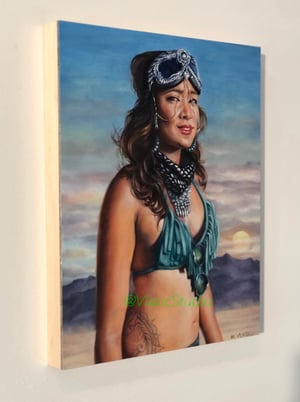 Image of "Heart-Shaped Glasses" Original Oil Painting on Board, Figurative Realism, Burning Man Portrait Art