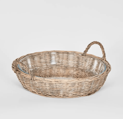Image of Round Rattan & Glass Bowl 