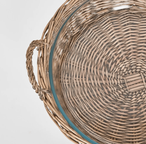 Image of Round Rattan & Glass Bowl 