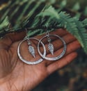 Green sapphire fern hoop earrings 