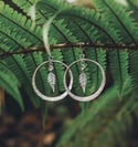 Green sapphire fern hoop earrings 