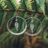 Green sapphire fern hoop earrings 