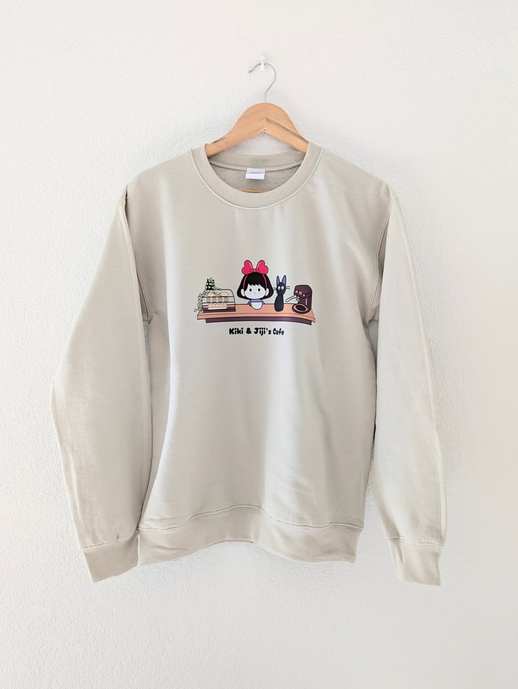 Image of Kiki & Jiji Cozy Cafe Vibes | Studio Ghibli | Unisex Crewneck Sweater 
