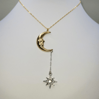 GOLD MOON & STAR DROP NECKLACE