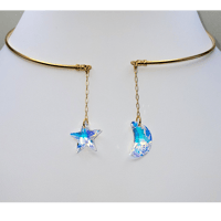 GOLD CRYSTAL MOON & STAR COLLAR