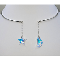 SILVER CRYSTAL MOON & STAR EARRINGS