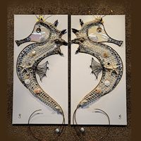Image 1 of SEAHORSE PAIR ON CANVAS