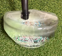 Image 2 of Blue/white/silver raked mallet putter