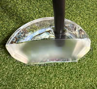 Image 3 of Blue/white/silver raked mallet putter