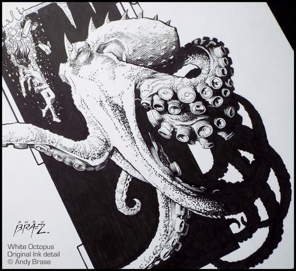 Image of <font color="yellow">*NEW OVERSIZE 17x22 Prints</font> White Octopus- LIMITED Print + 20% OFF code