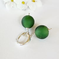 Image 2 of Matt Sage Green Round Earrings