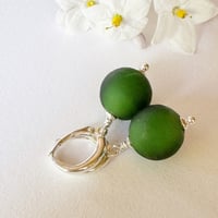 Image 1 of Matt Sage Green Round Earrings