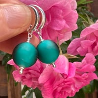 Image 6 of Dark Teal Matt Round Earrings