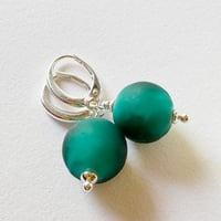 Image 2 of Dark Teal Matt Round Earrings