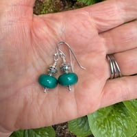 Image 9 of Shiny Teal with Turkish Silver Earrings