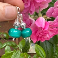 Image 7 of Shiny Teal with Turkish Silver Earrings